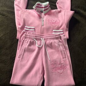 Barbie Pink Heart Embroidered Tracksuit